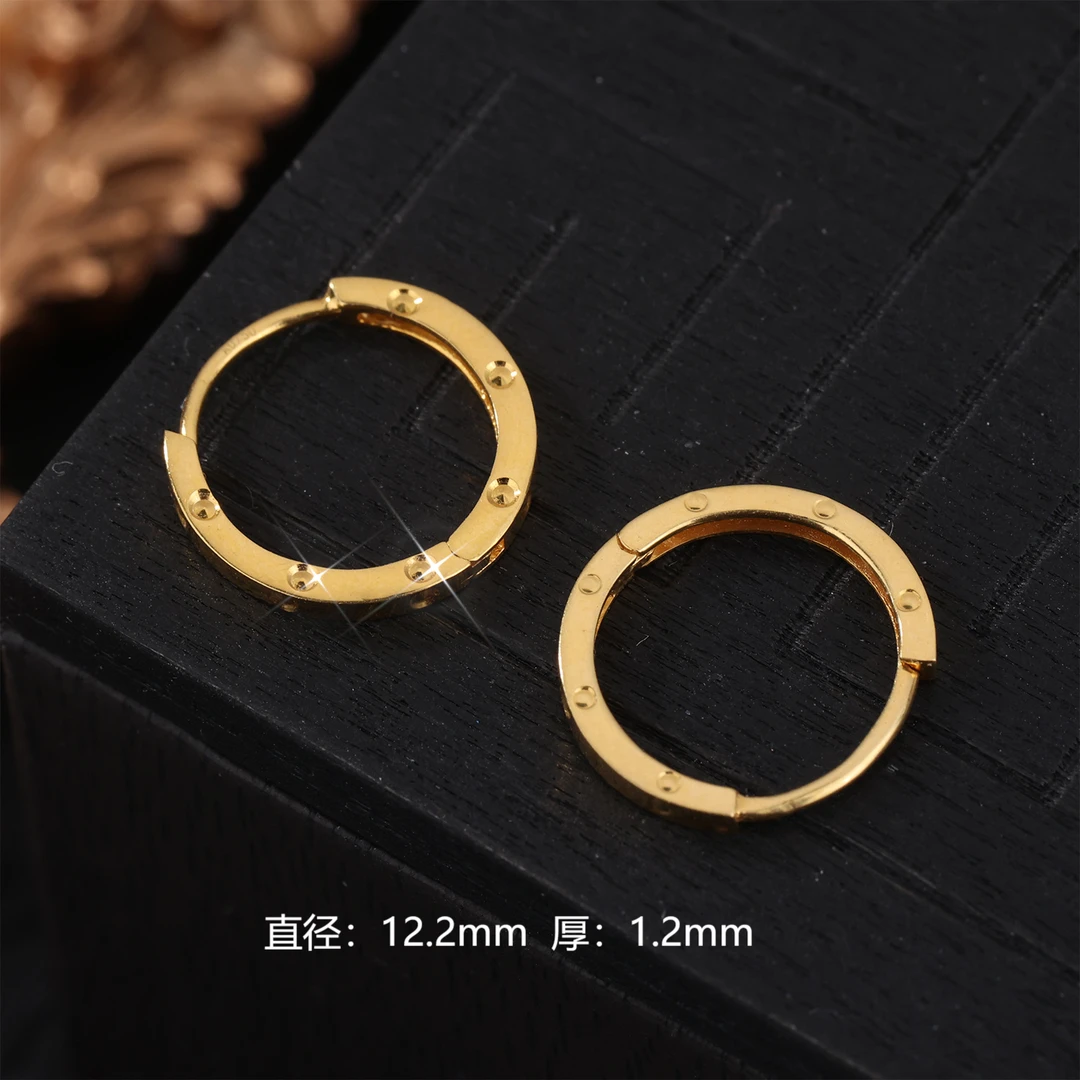【来福工厂】18k金12mm耳圈万能百搭卡家同款耳环时尚通勤多样性发1
