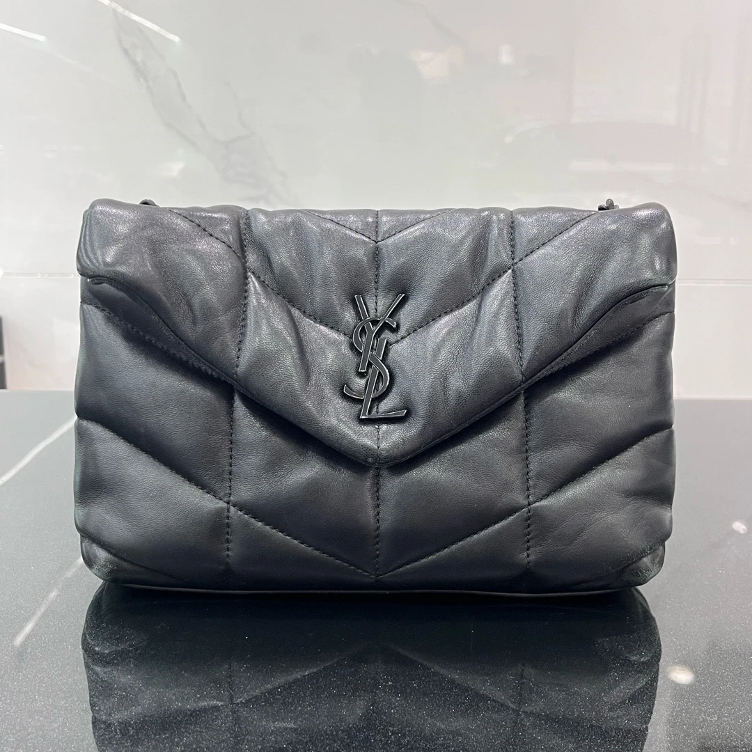 95新 YSL/圣罗兰 圣罗兰黑色迷你云朵包 单肩包 12364382女包