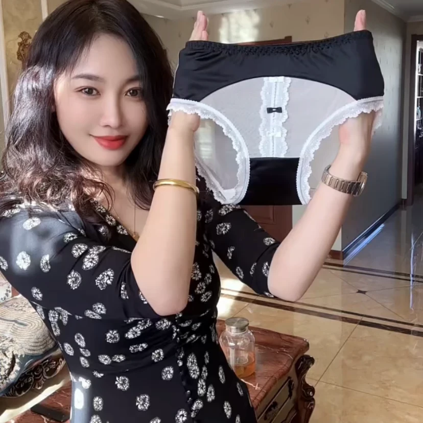 网红2025新款法式性感女人味撞色镂空蝴蝶结柔软舒适三角短裤女
