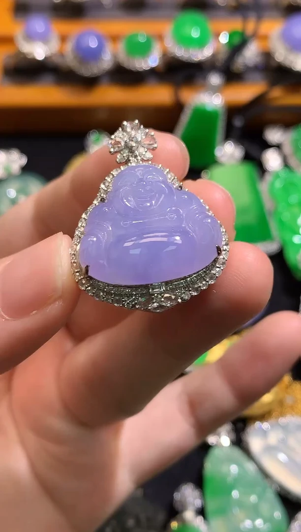 翡翠18K金镶嵌吊坠(不含链)翡翠