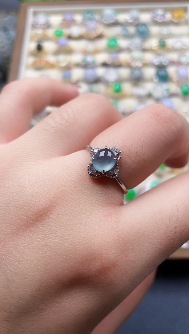 银S925镶嵌戒指翡翠1