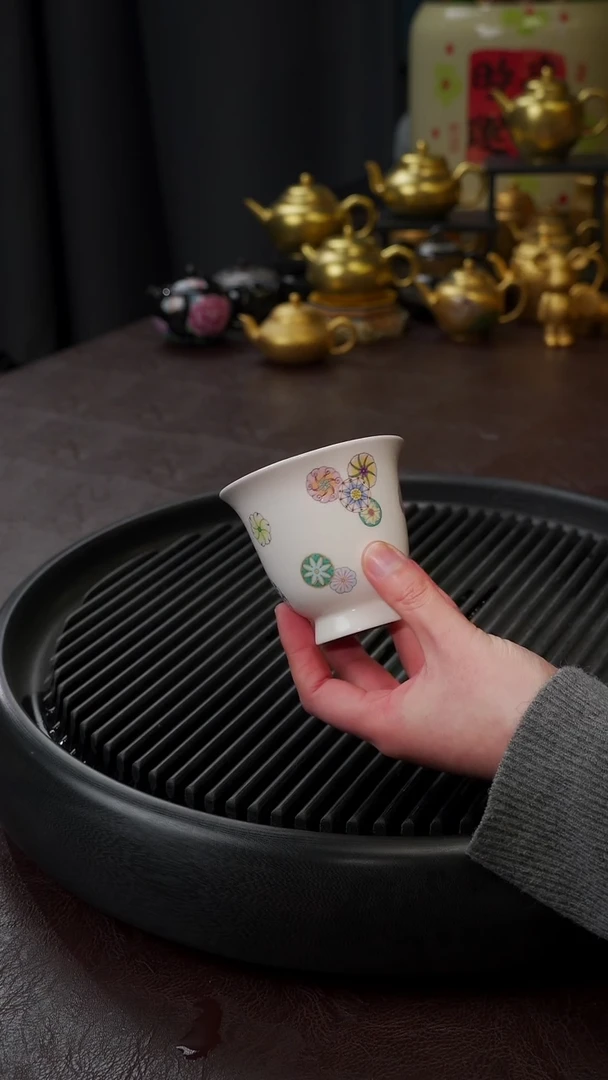 【闪购商品】杯【宜景窑皮球花】手绘蓝色铃铛杯杯子