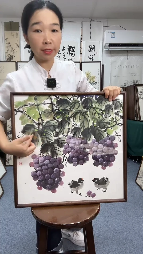 国画52*52实木画框京东包邮手绘