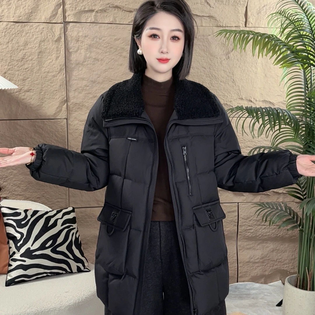 新款冬季厚长款保暖毛毛领冬季加厚羽绒服保暖外套女显瘦气质外套