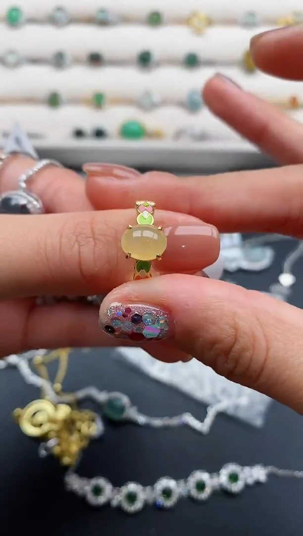 银S925镶嵌戒指翡翠666666+7