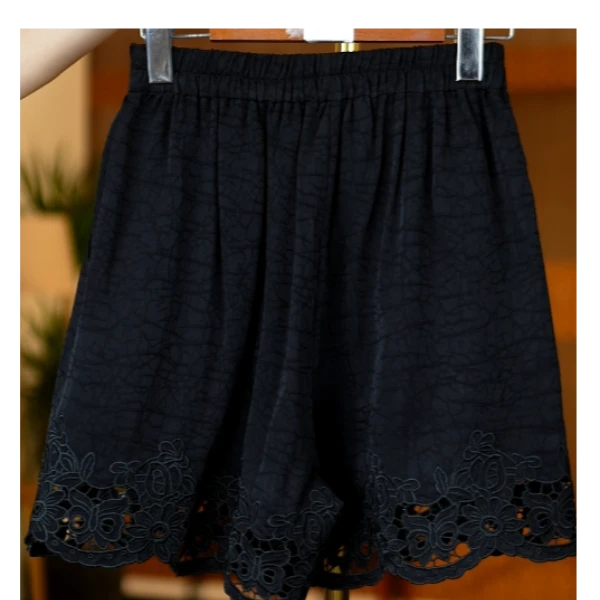 梦笔生花<<非遗美学>>1314时尚黑色印花百搭短裤