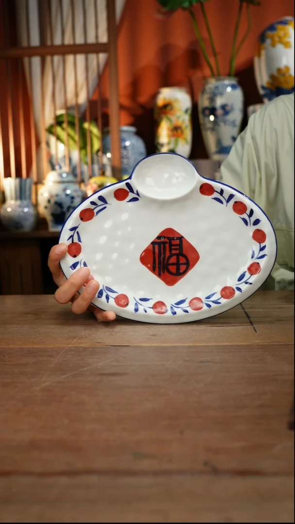 瓷片【简家甄选】景德镇设计师釉下手绘陶瓷餐具