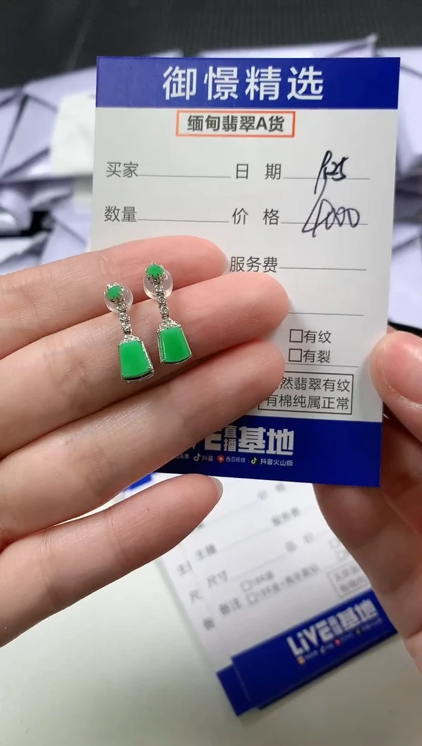 18K金镶嵌翡翠耳饰57