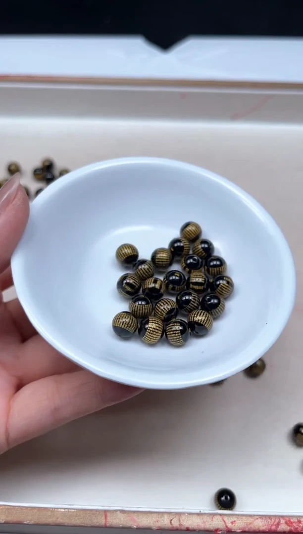 玛瑙/玉髓散珠未镶嵌B331黑玛瑙心经8mm10个15元