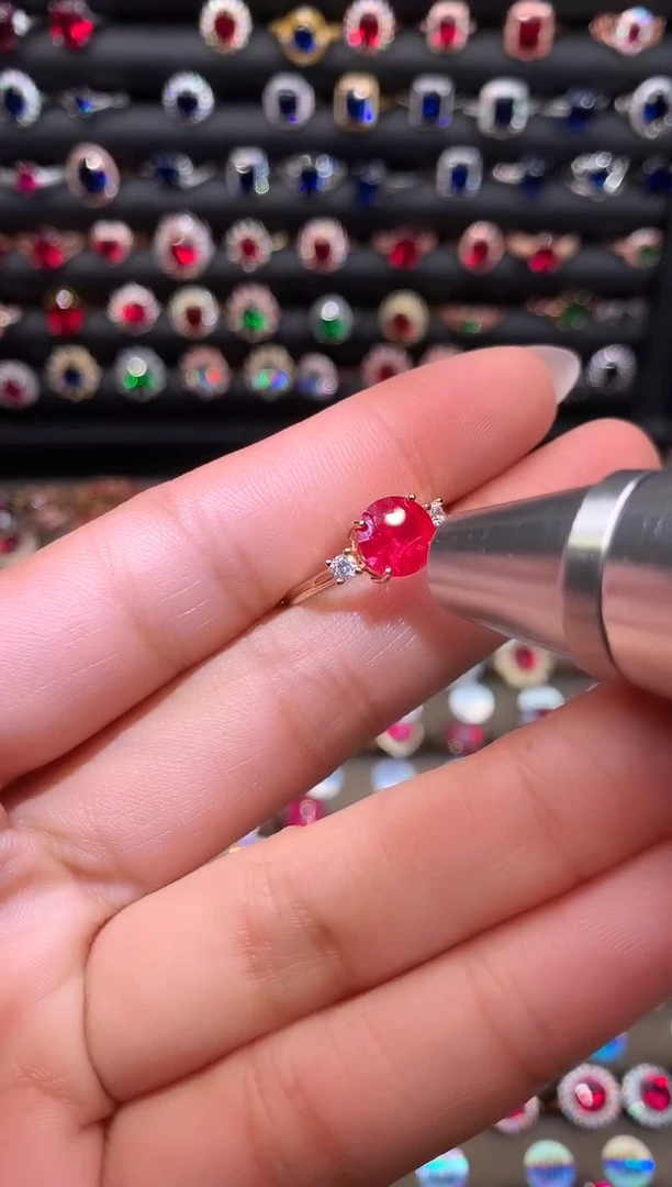 【闪购商品】红宝石戒指银S925镶嵌8玫瑰金