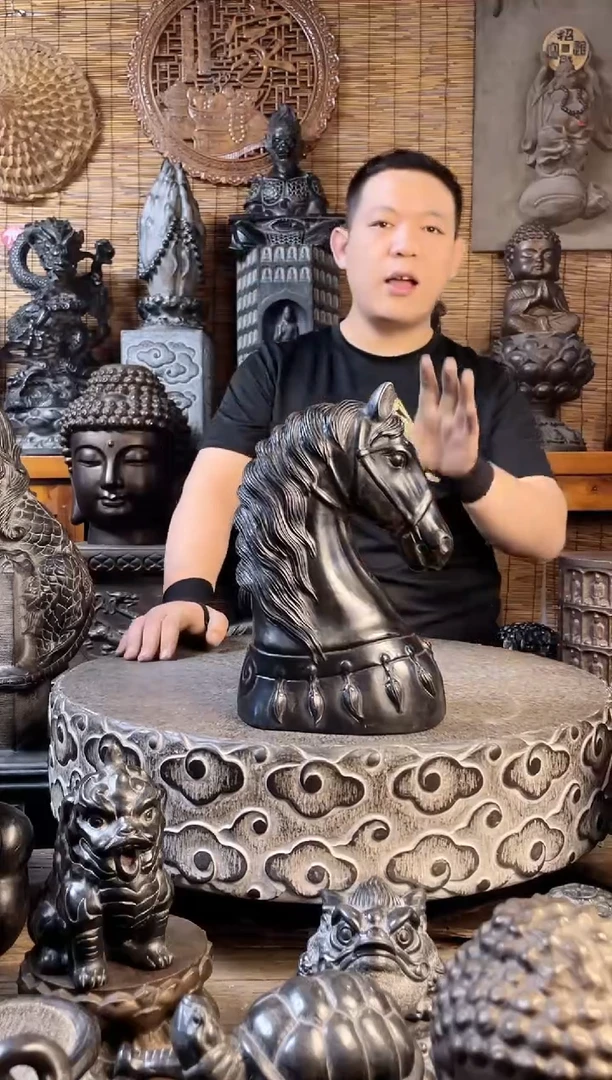 石材30马头天然青石雕刻