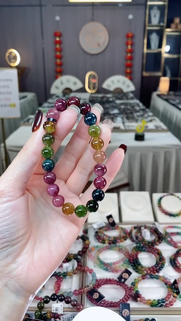 未镶嵌老矿碧玺单圈手串9mm+碧玺dan多样性发货一条