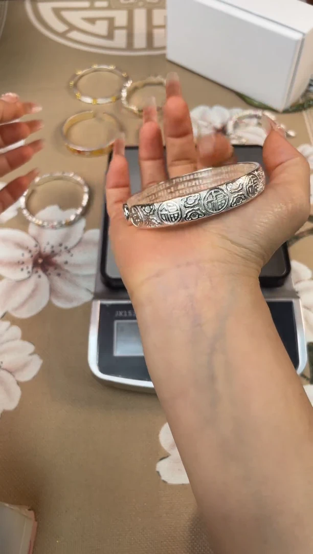 珐琅足银手镯000043