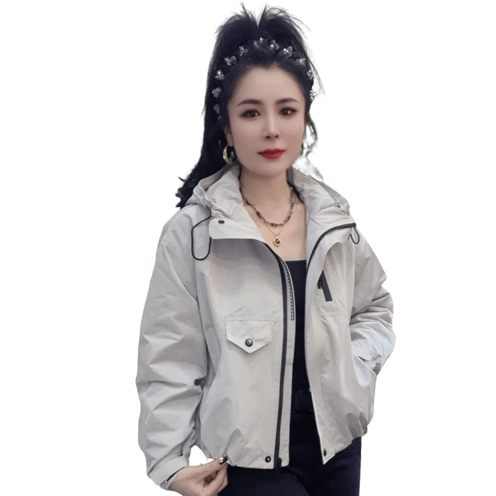 莉丽佳2095款女装秋季长袖连帽抽绳短款二棉外套时尚洋气休闲百搭