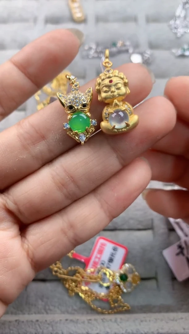 银S925镶嵌戒指翡翠4444----4