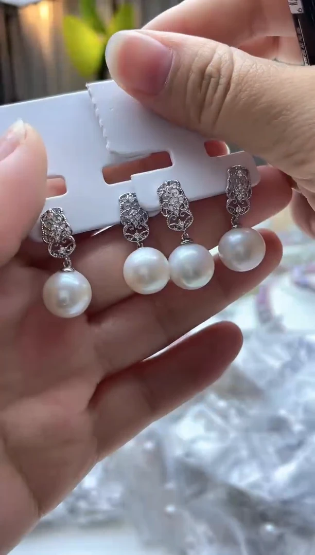 未镶嵌耳饰淡水珍珠11mm+灵动白珠耳饰（多样性发一）