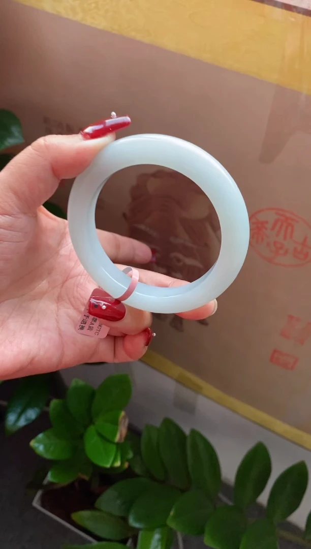 【闪购商品】翡翠手镯未镶嵌（无棉果冻胶天空蓝）21号