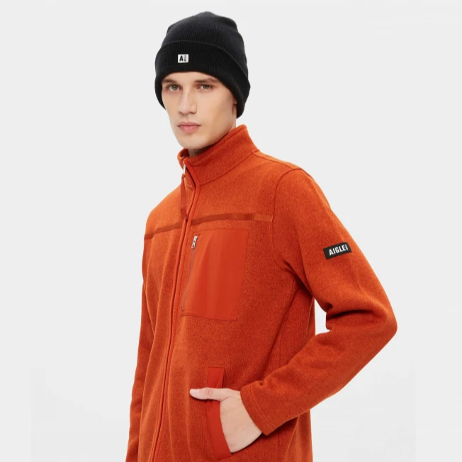 AIGLE艾高秋冬AAW22MFLE006男士户外休闲保暖全拉链抓绒衣男AB25