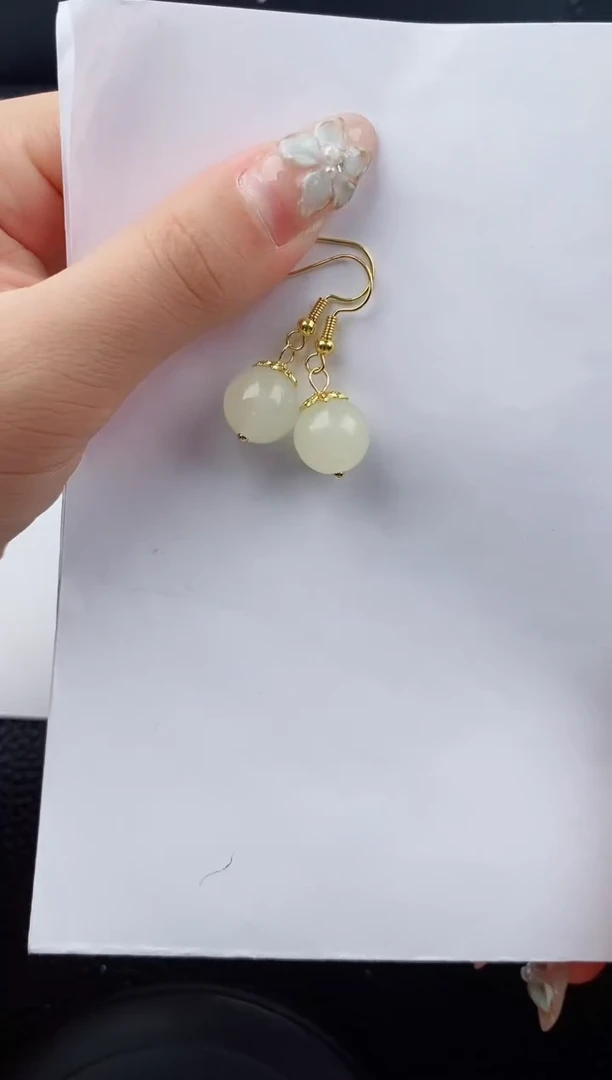未镶嵌石英质玉耳坠碎玉微色差T