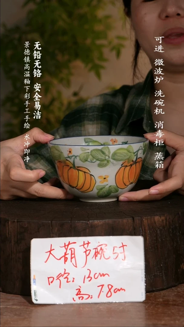 碗陶瓷景德镇高温瓷釉下彩手绘陶瓷