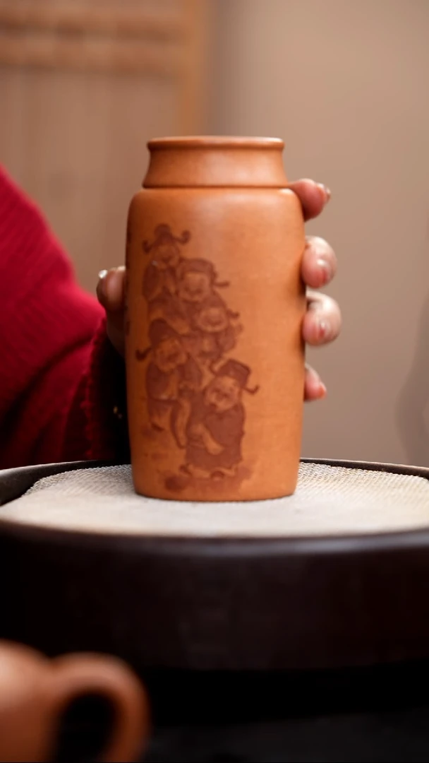 【闪购商品】紫砂茶壶琥珀金砂财爷茶叶罐+宜红