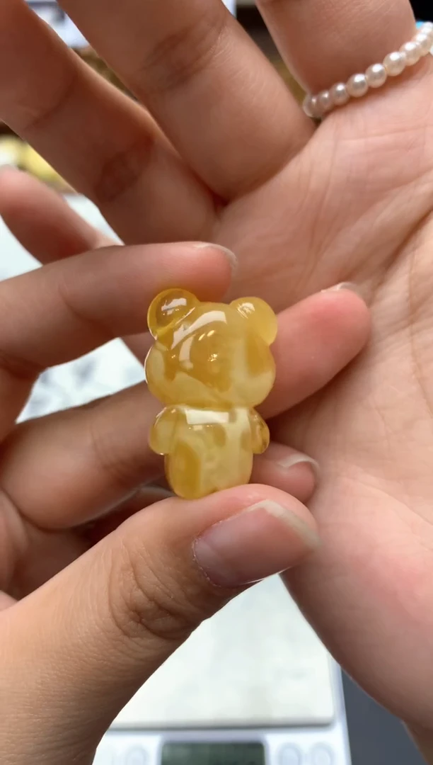 【闪购商品】琥珀珠宝奇石未镶嵌058f琥珀蜜蜡花粉有纹坑介意勿拍