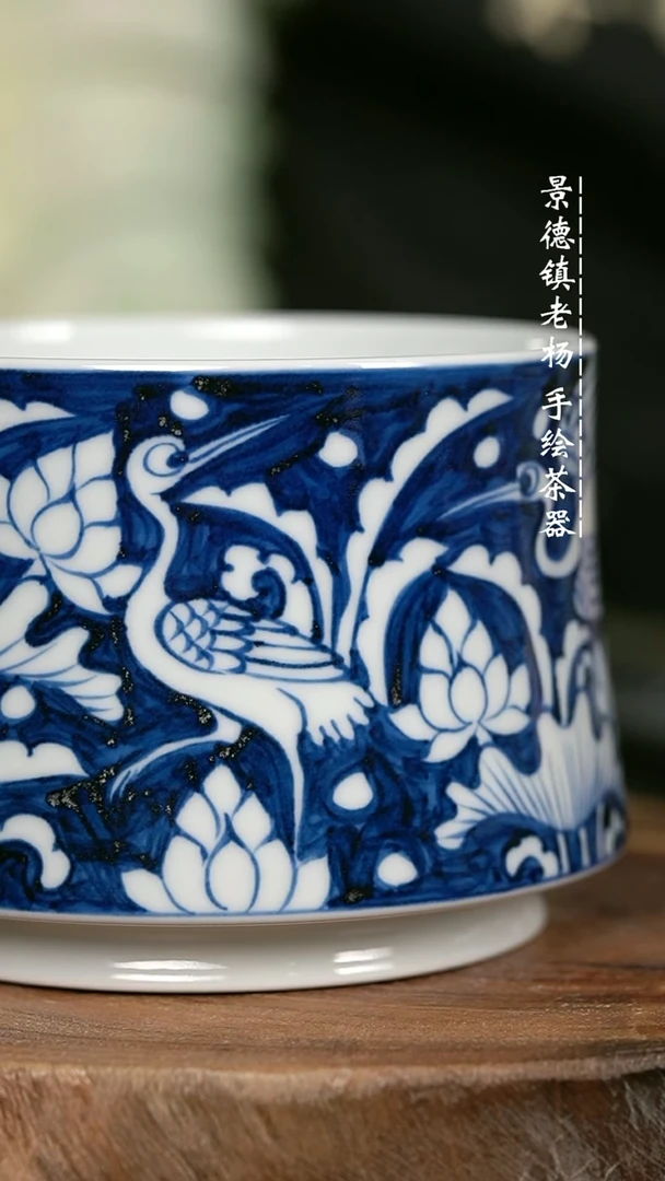 微瑕福利手绘高温瓷 气 一鹭莲科 大马蹄水洗800c