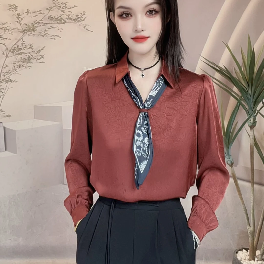 秋季新款衬衫女士时尚气质百搭高级感衬衣长袖洋气减龄显瘦上衣