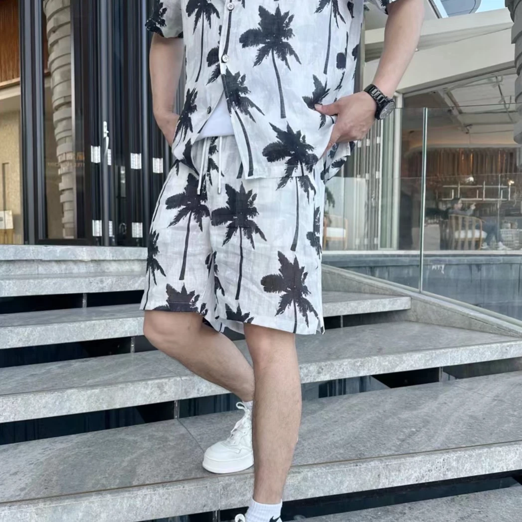 DIKALO FERRE/迪卡里奥 费雷夏季新款D52TZ935B亚麻椰子树短裤