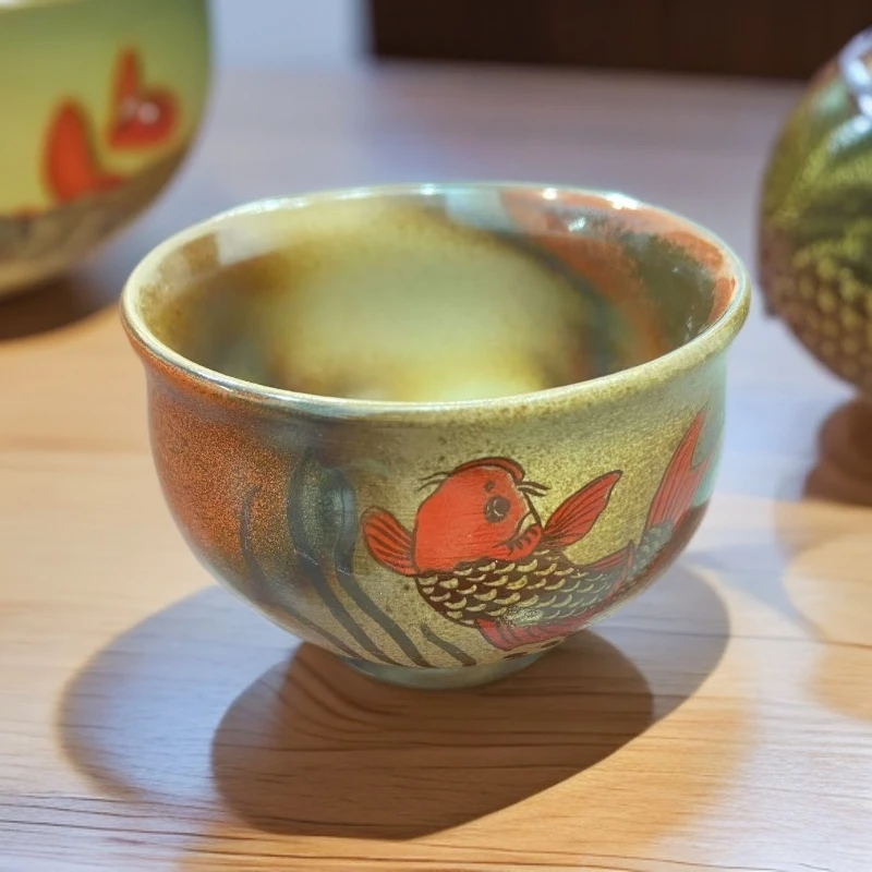 中国复古风茶杯柴烧创意主人杯家用陶瓷单杯功夫茶具品茗杯W006