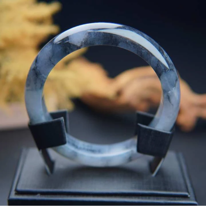 冰乌鸡半山水58正圈成品直播翡翠手00025时尚