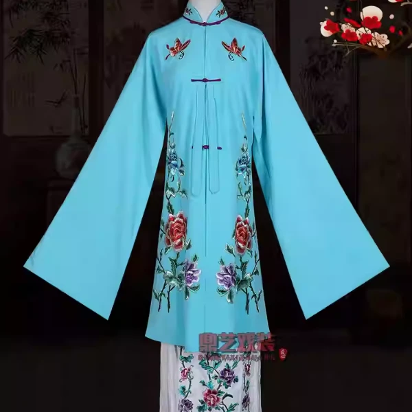 戏服花青衣披好绉蝴蝶牡丹花边青衣服饰戏曲服装京越剧小姐花旦衣