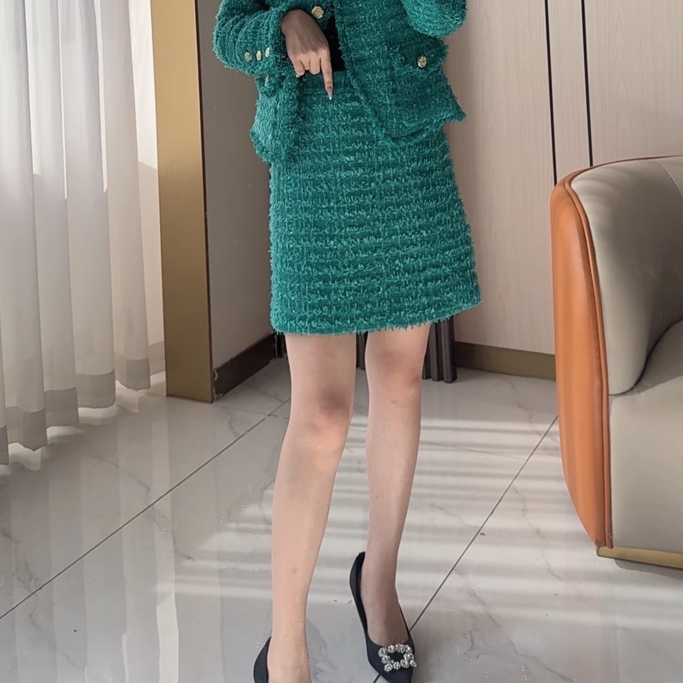 MSSY美舒尚衣，半身裙半身毛呢裙短裙轻奢高腰时尚女士碎花60054