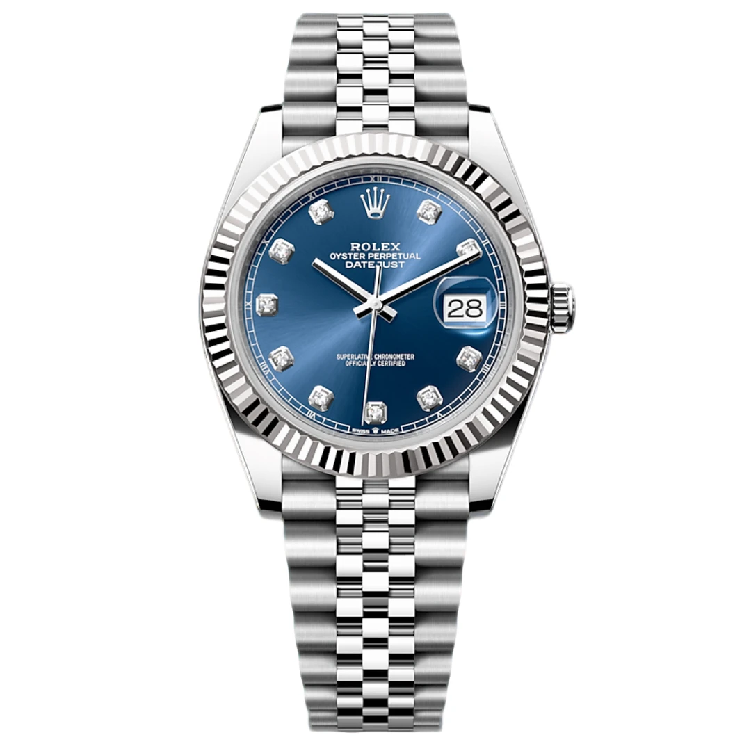 99新 Rolex/劳力士 日志蓝盘钻刻/41mm/126334-0016/狗牙圈五珠链