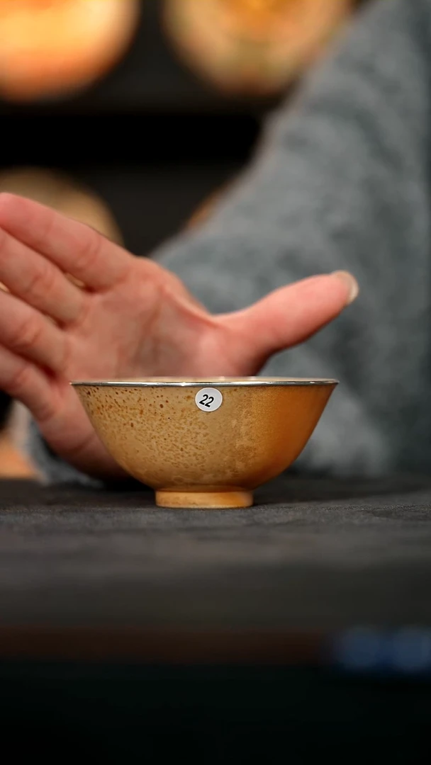 厚山柴烧银口斗笠杯