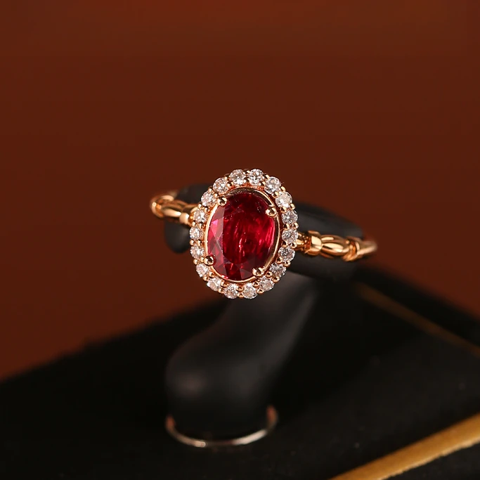 【DOHX】18K金 红宝石+钻石【秋日焰火】戒指【约主1.045辅0.226】