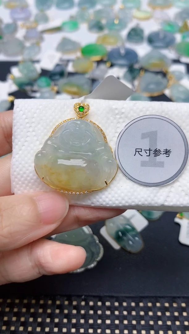 颈饰18K金镶嵌翡翠天然缅甸A货翡翠