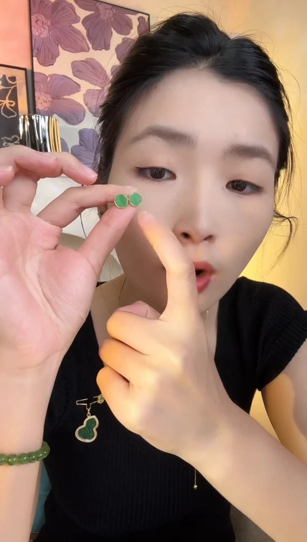 翡翠银S925镶嵌耳饰耳饰