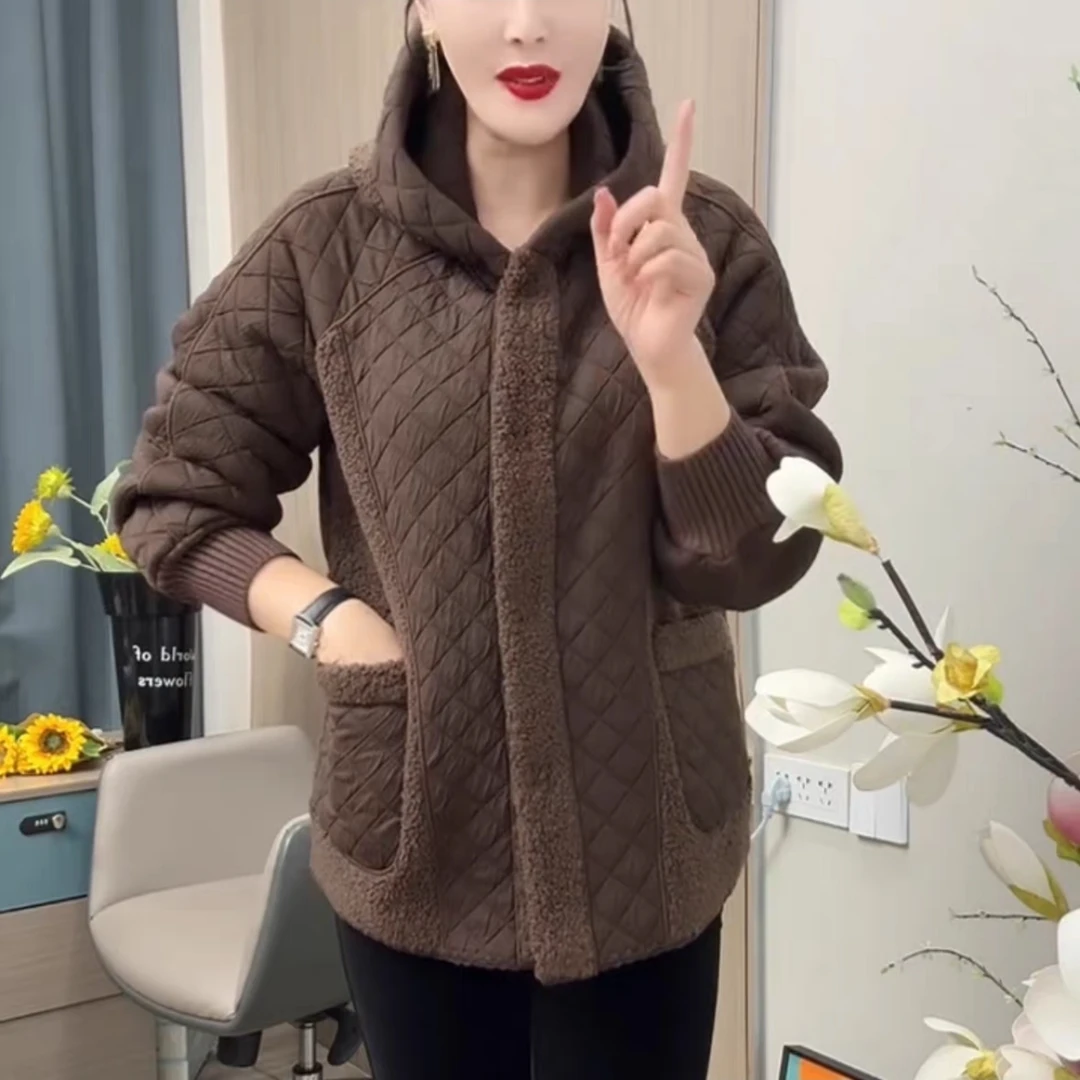 《专柜品质》冬季新款时尚休闲百搭宽松中年妈妈装洋气保暖棉服外套