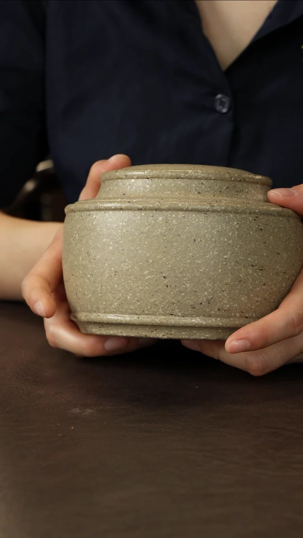 紫砂茶叶罐十六目粗砂青降坡茶叶罐半斤装