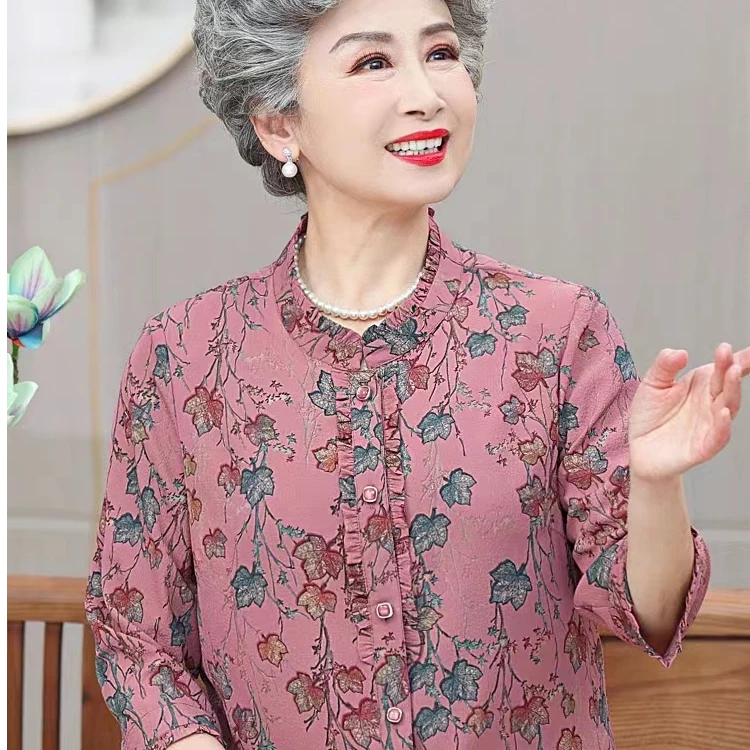 101--150断码孤品妈妈装上衣衬衣洋气中老年女装妈奶奶夏天衬衫
