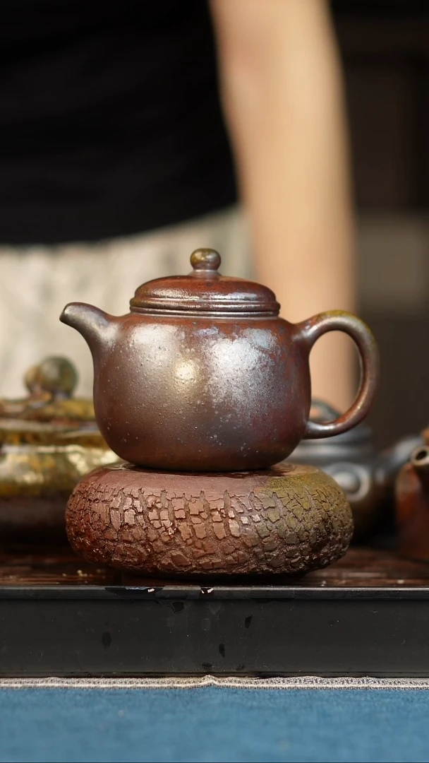 茶壶紫砂柴烧紫砂天青匏樽220cc