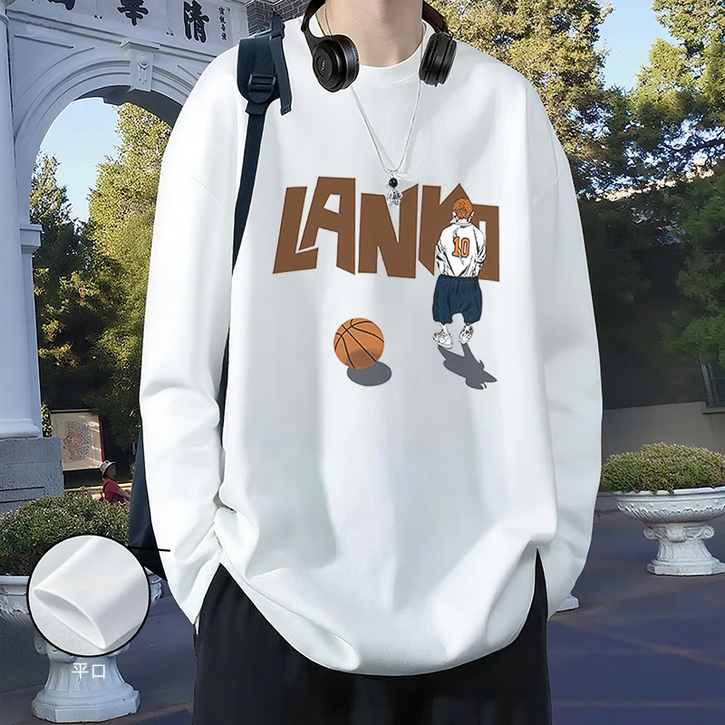 MiiOW/猫人长袖T恤男生青少年学生内搭外穿港风打底衫休闲上衣服