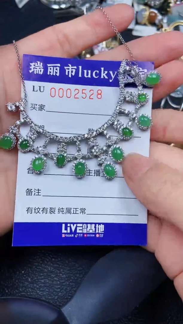 翡翠银S925镶嵌颈饰2528