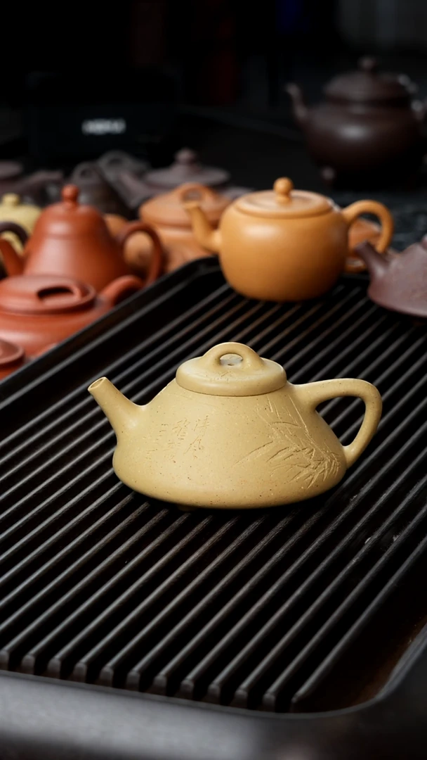 茶壶紫砂大水谭精挑本绿半手子冶刻竹160