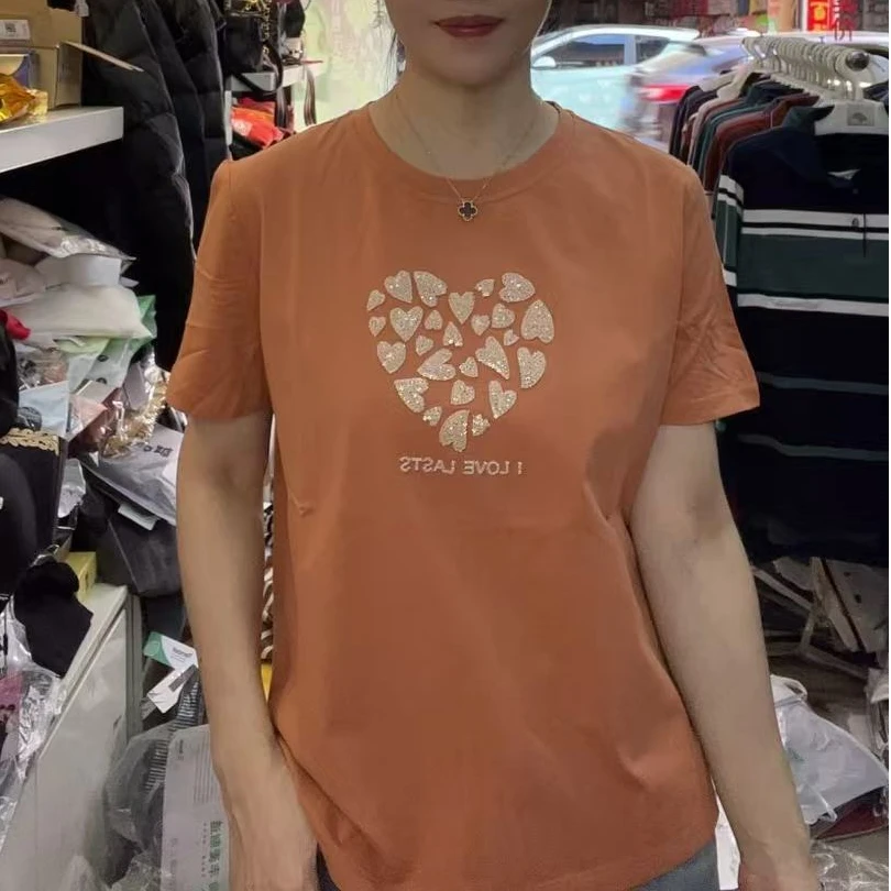 《霞姐服饰》新款圆领爱心短袖t恤纯色显瘦女士百搭休闲货号：2281