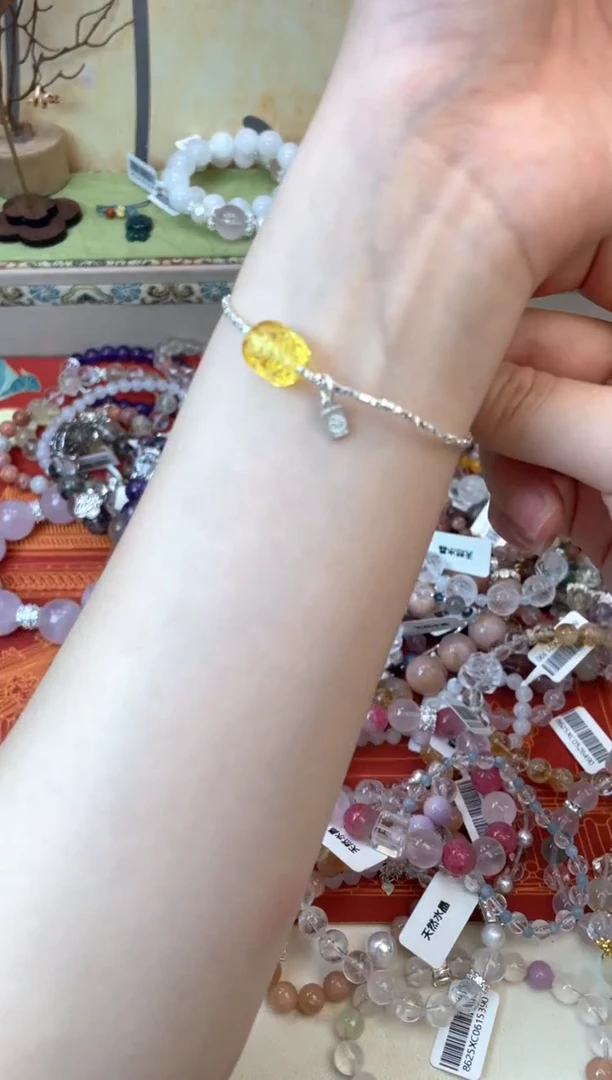 银S925镶嵌琥珀手链305