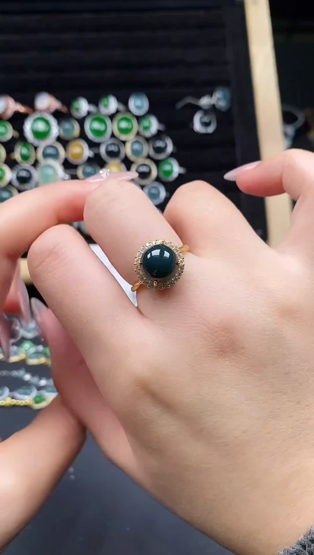 银S925镶嵌戒指翡翠111