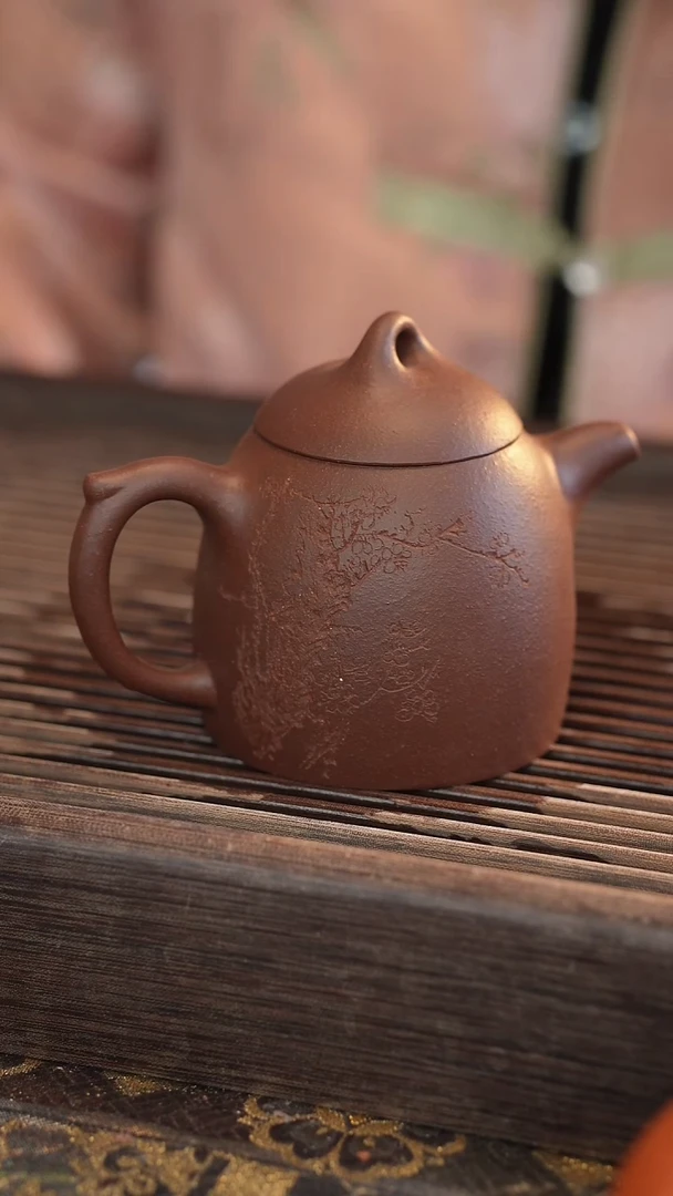 茶壶紫砂秦权 半手工 雕刻 220cc