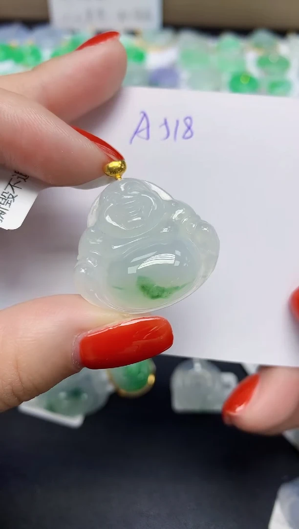 颈饰18K金镶嵌翡翠天然缅甸翡翠A货翡翠百元以上9元证书费自理